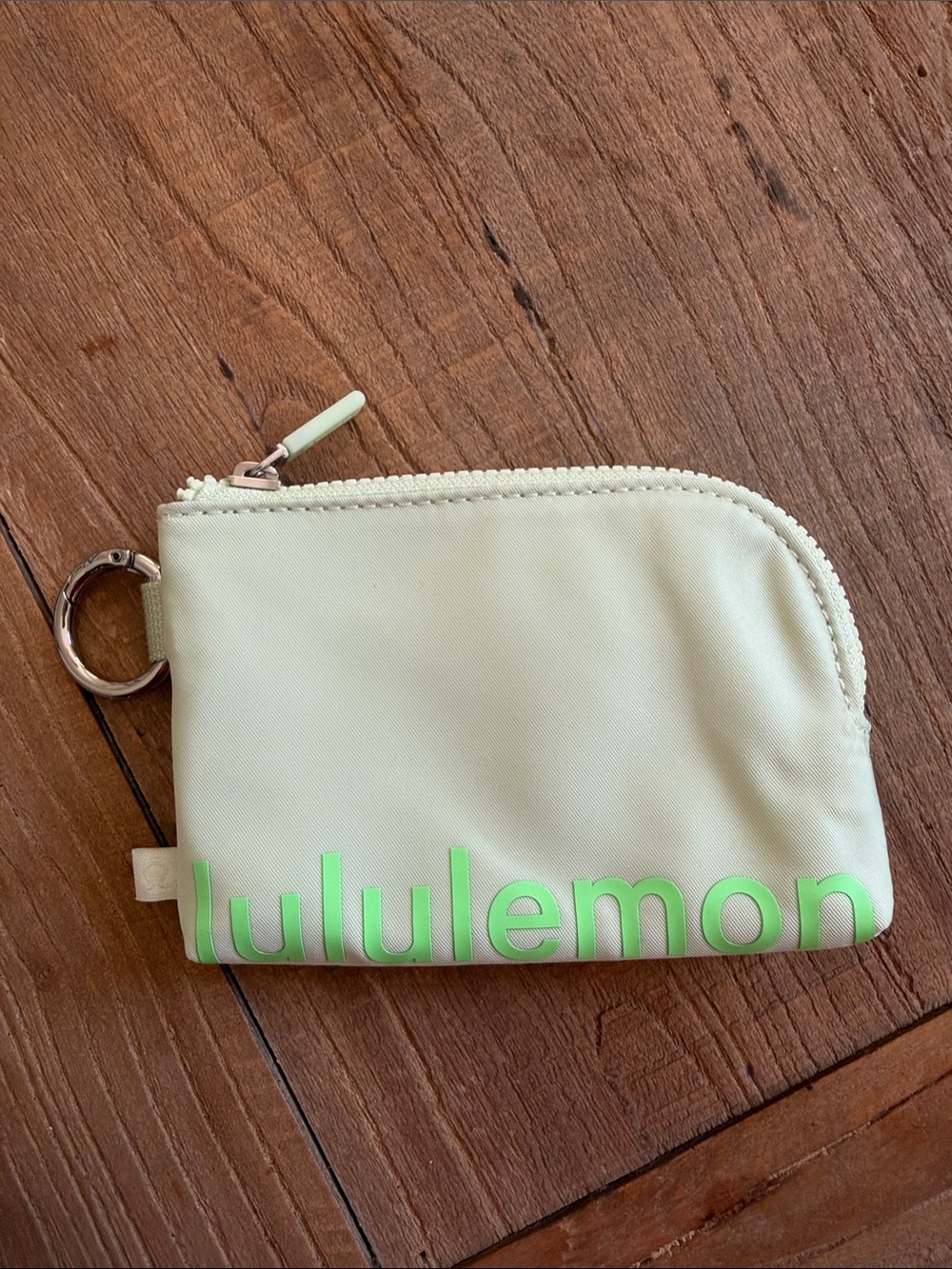 lululemon athletica mint green Zip Key Pouch with Neon Green Logo